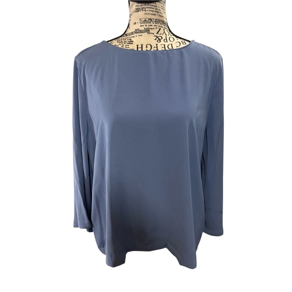 Ann Taylor Dusty Blue Long-Sleeve Blouse